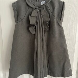 Tartine et Chocolat Toddler Dress Grey Pleated Party Dress 2T